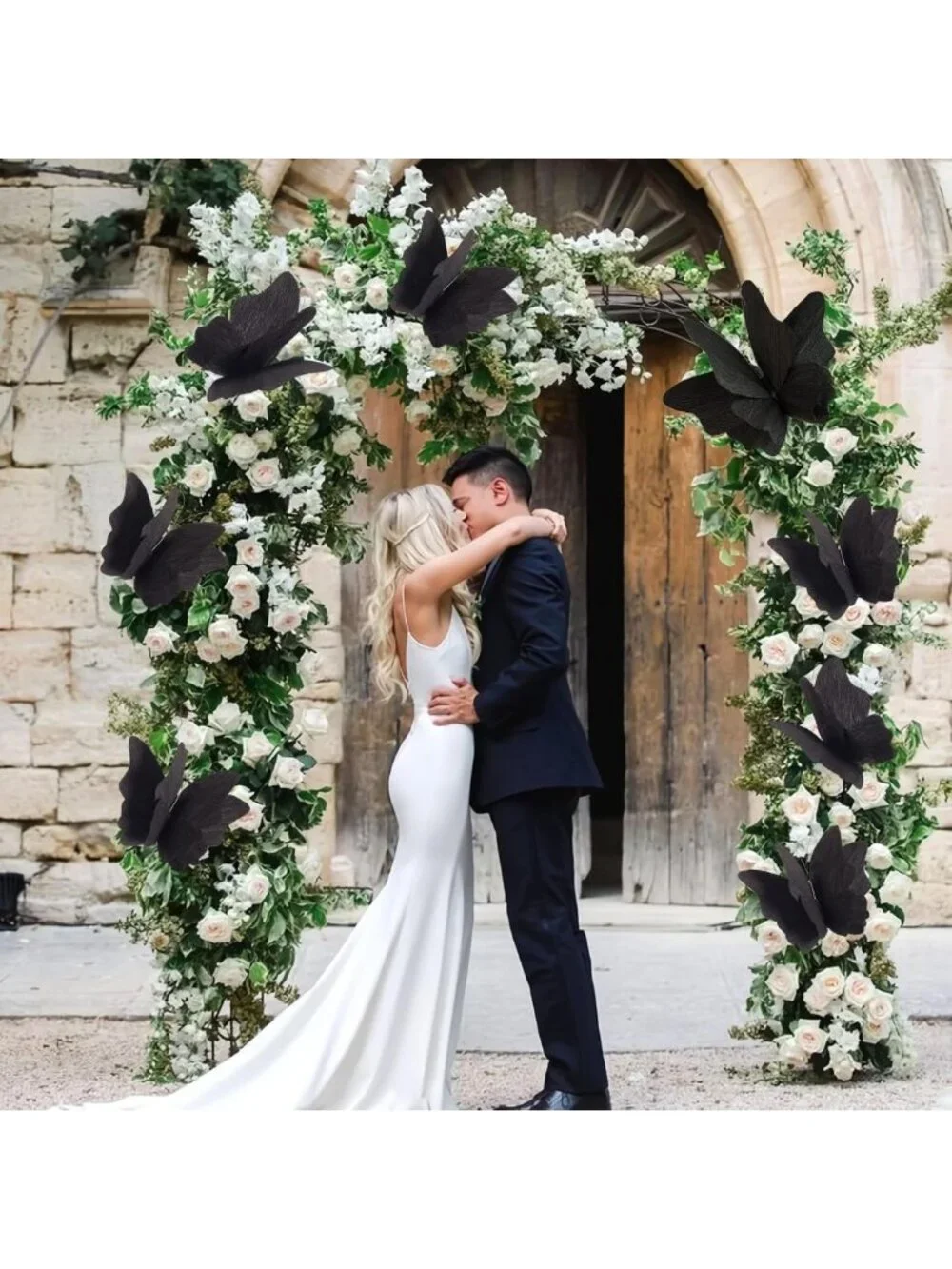 3D Black Butterfly Party Decorations - 4 Pcs Crepe Paper Hanging Decor for